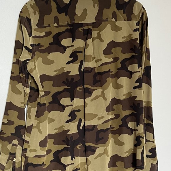 C Wonder I 100% Silk Camo Blouse - Picture 3 of 4